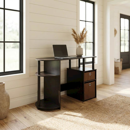 Espresso Study Desk with Bin Drawers and Modern Design for Home Office