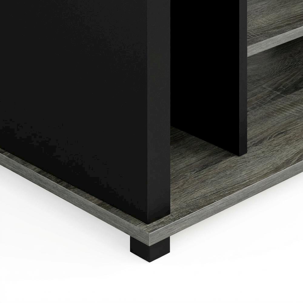 Wood Entertainment Center with Storage Bins in French Oak and Black Finish