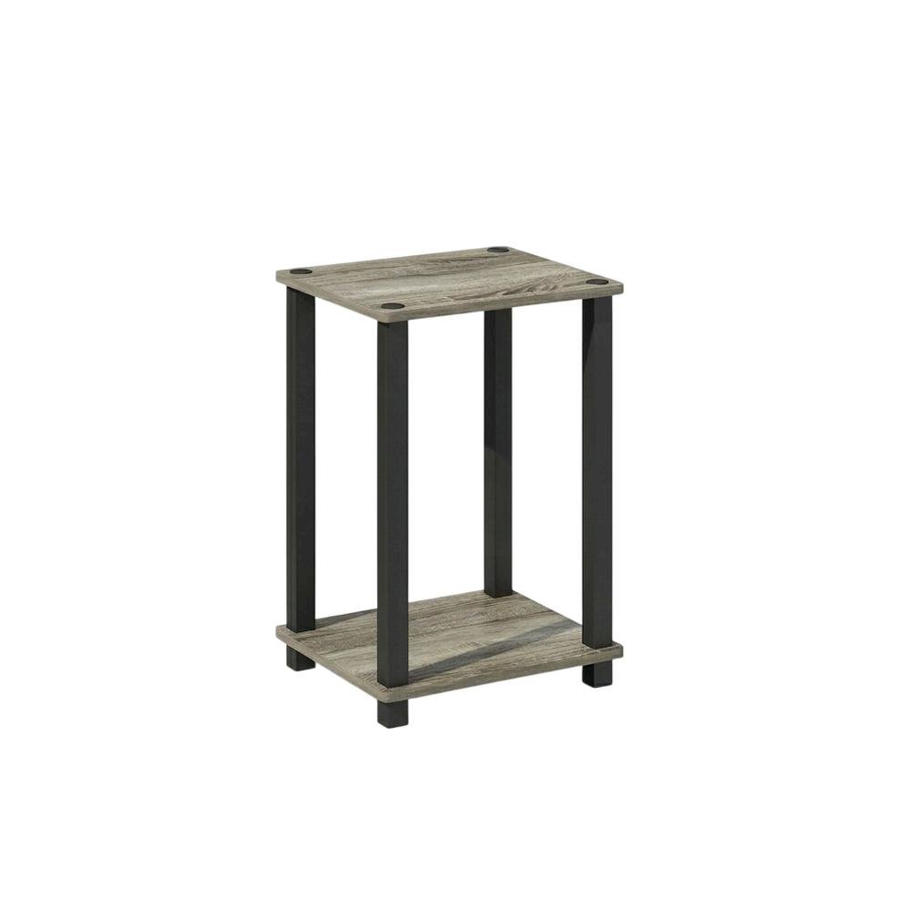 French Oak and Black Wood Nightstand with Compact Design for Bedroom Storage
