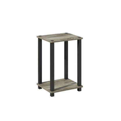 French Oak and Black Wood Nightstand with Compact Design for Bedroom Storage