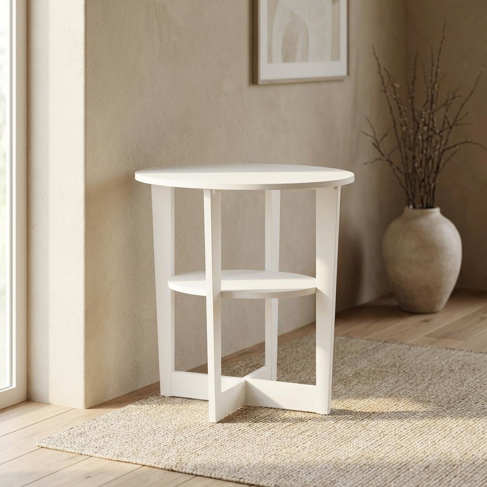 White, Side Table, Quality Build, Durable Wood Frame