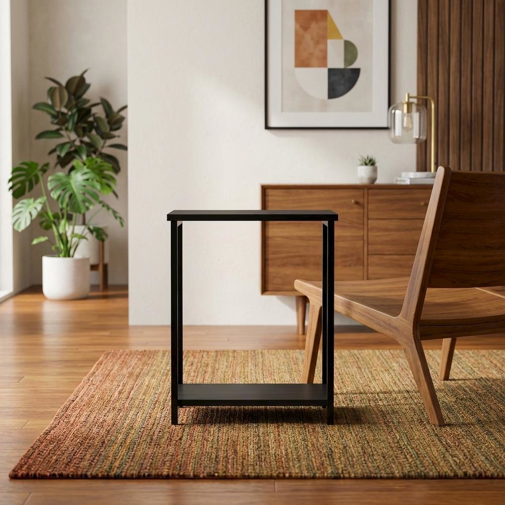 Espresso Metal Frame End Table with Sleek Modern Design, Durable Construction