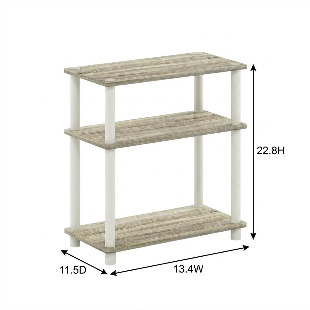 3-Tier End Table in Sonoma Oak and White with Multi-Level Storage
