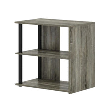 French Oak and Black Finish 2-Tier End Table with Stylish Storage