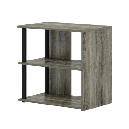 French Oak and Black Finish 2-Tier End Table with Stylish Storage