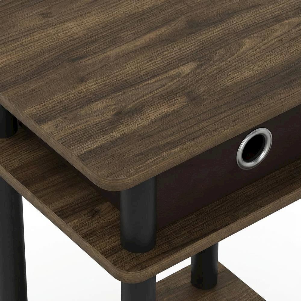 Dark Brown end table with storage bin, Columbia Walnut finish