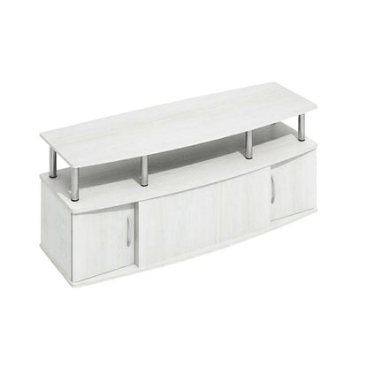 White wood entertainment center for TVs up to 55 inches with ample storage space