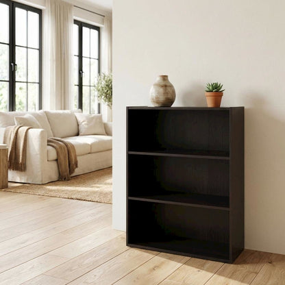 Espresso 3-Tier Open Shelf Bookcase with Modern Design and Sturdy Construction