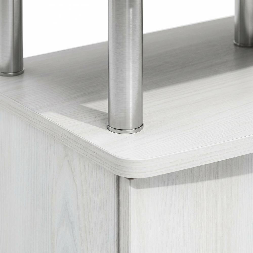 White wood entertainment center for TVs up to 55 inches with ample storage space