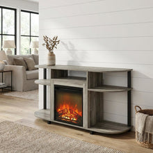 Gray entertainment center stand, fireplace insert, TV up to 55 inches, solid