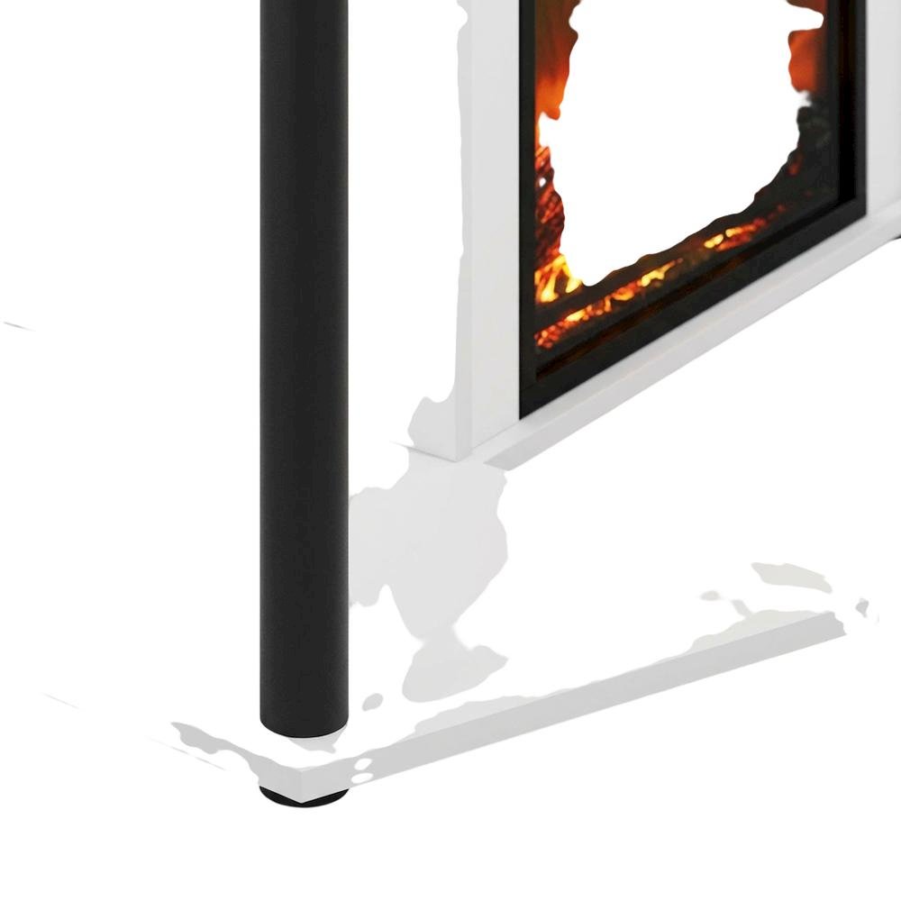 White open storage corner fireplace TV stand, 55-inch screens, solid wood