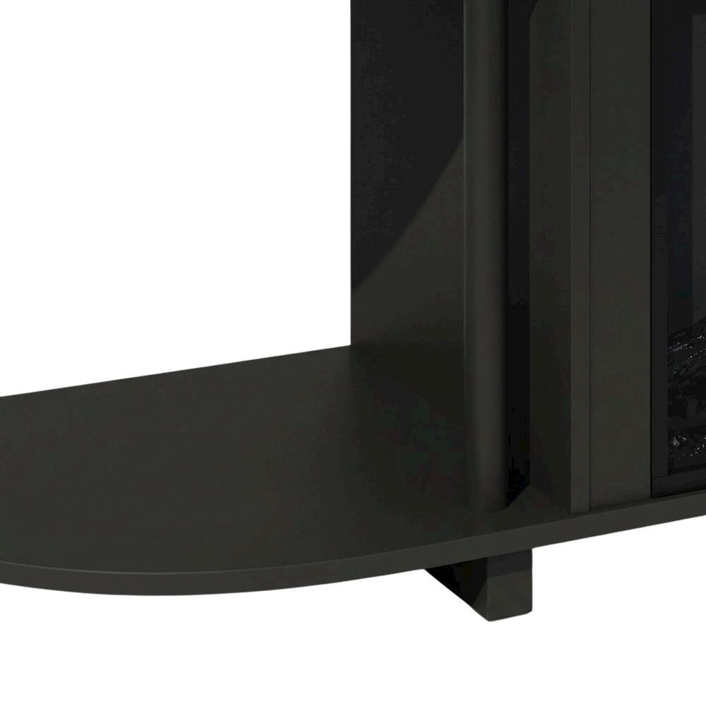 Brown Fireplace TV Stand with Rubberwood and Walnut Veneers for 55 Inch TVs