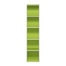 Green 5-Tier Open Shelf Bookcase with Wooden Construction