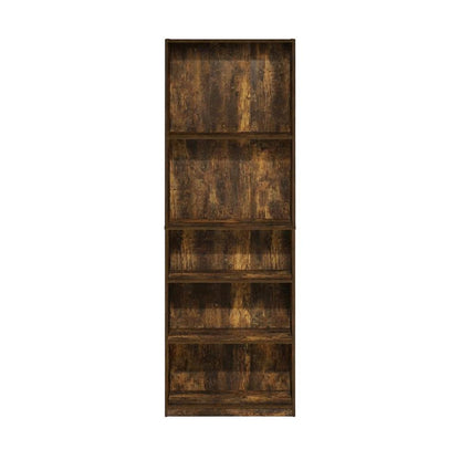 Amber Pine 5-Shelf Bookcase with Sturdy Wood Construction, Living Room Storage
