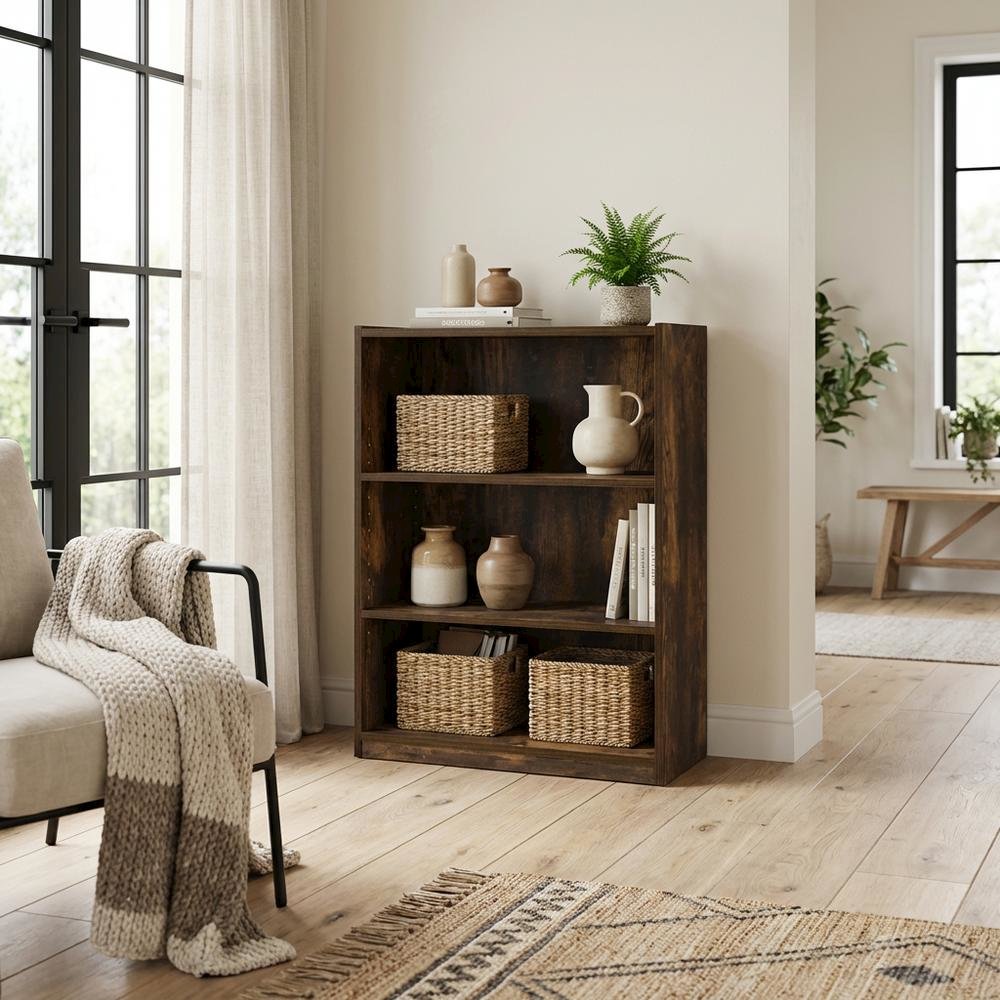 Wooden Bookcase with Open Shelves and Quality Craftsmanship