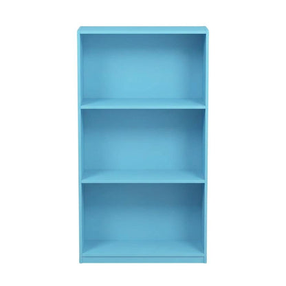 Light Blue 3-Tier Bookcase with Wooden Shelves for Organized Storage