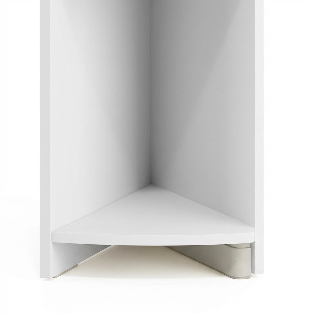White 4-Tier Corner Shelf Bookcase with Sturdy Wooden Construction