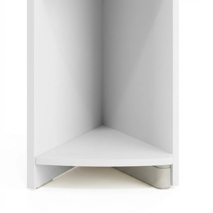White 4-Tier Corner Shelf Bookcase with Sturdy Wooden Construction