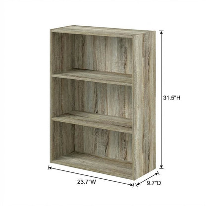 Wooden Bookcase with Adjustable Shelf and Modern Design for Living Room