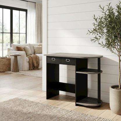 Black and Grey Laptop Desk with Steel Frame and Spacious Surface