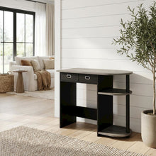 Black and Grey Laptop Desk with Steel Frame and Spacious Surface