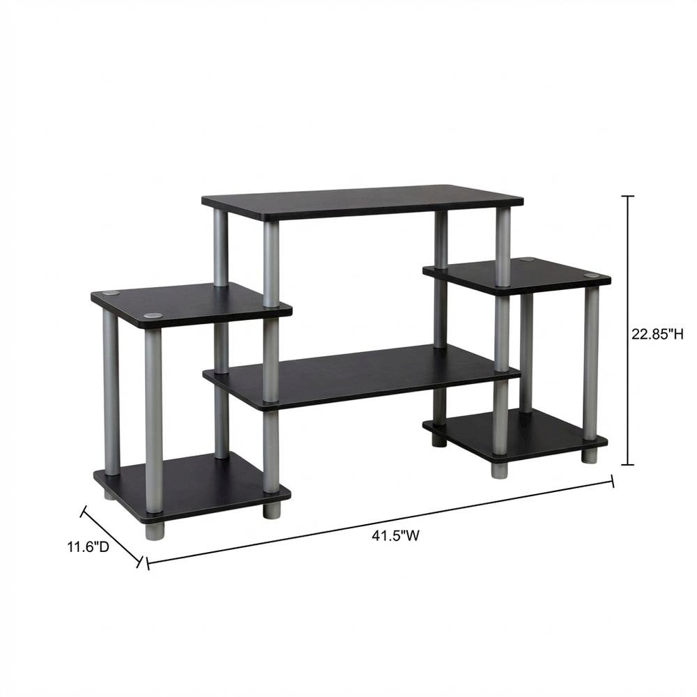Black/Grey no tools entertainment center with modern design, sturdy construction