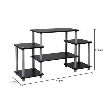 Black/Grey no tools entertainment center with modern design, sturdy construction