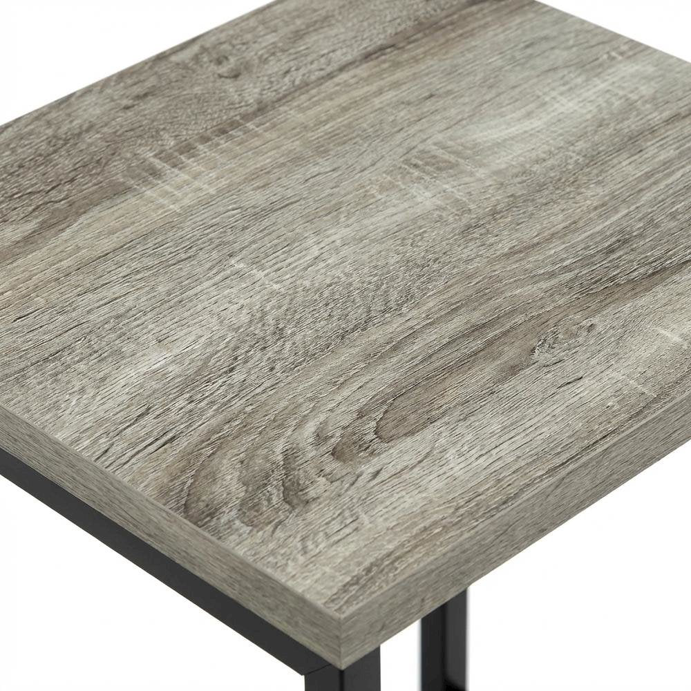 French Oak Metal Frame End Table for Living Room or Bedroom