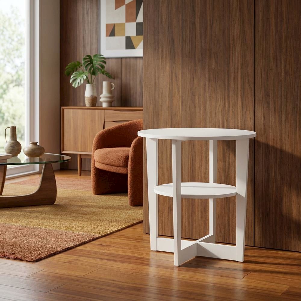 White, Side Table, Quality Build, Durable Wood Frame