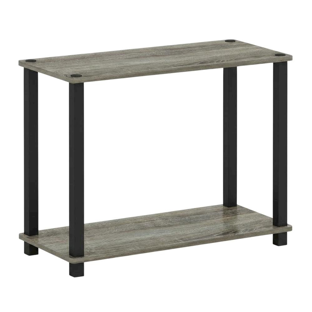 Small French Oak and Black End Table with Stylish Modern Design