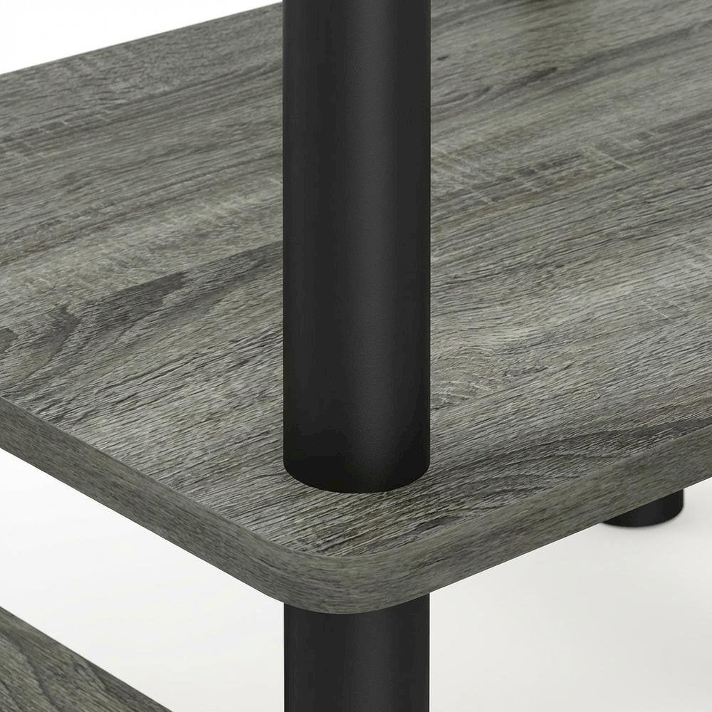 French Oak Grey and Black Tall End Table with Storage Bin