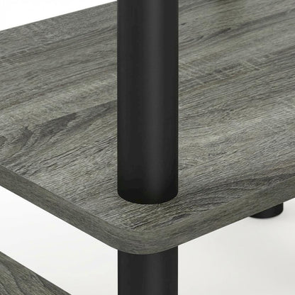 French Oak Grey and Black Tall End Table with Storage Bin