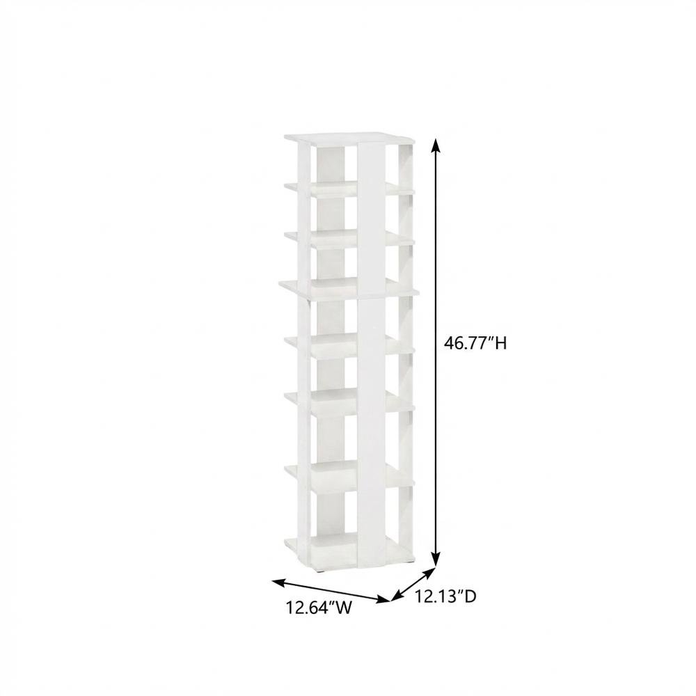White 8-Tier Vertical Shoe Tower, Free Standing Space Saving Closet Organizer