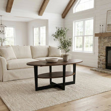 Oval Coffee Table Columbia Walnut Black Finish with Durable Construction