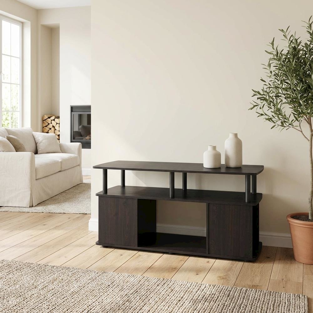 Black Utility Coffee Table with Open Storage and Sturdy Frame
