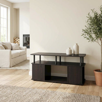 Black Utility Coffee Table with Open Storage and Sturdy Frame