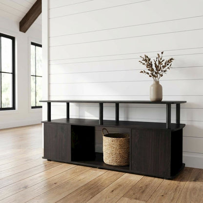 Black Utility Coffee Table with Open Storage and Sturdy Frame