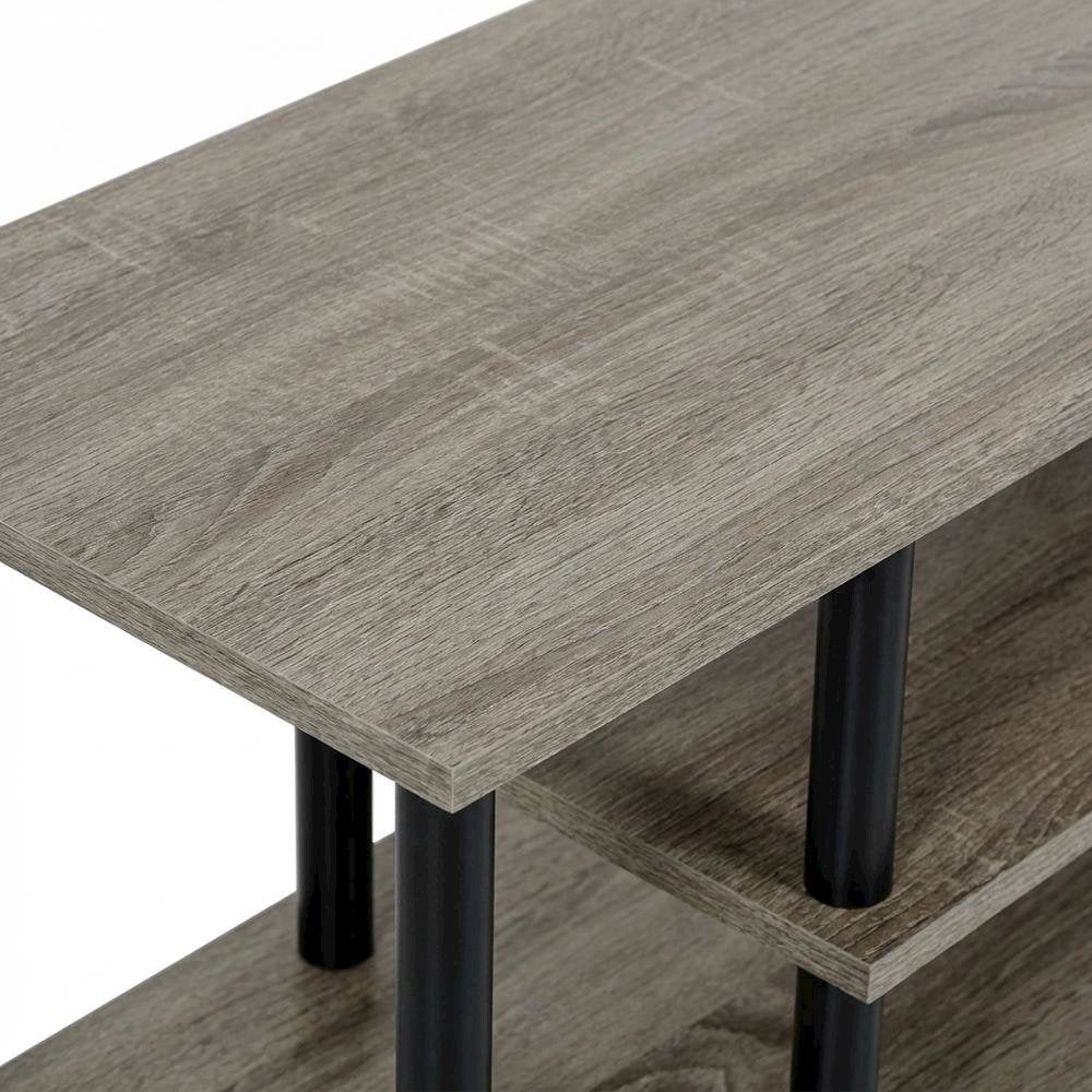 French Oak Grey TV Stand with 3 Tiers and No Tools Assembly