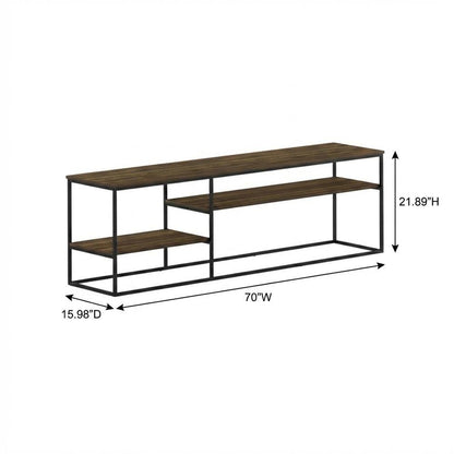 Modern TV Stand, 78-Inch TVs in Columbia Walnut Wood Finish, Spacious Storage