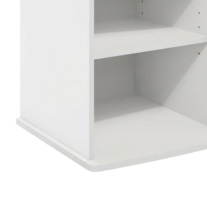 White open shelving, fireplace entertainment center, 55-inch TVs, rubberwood