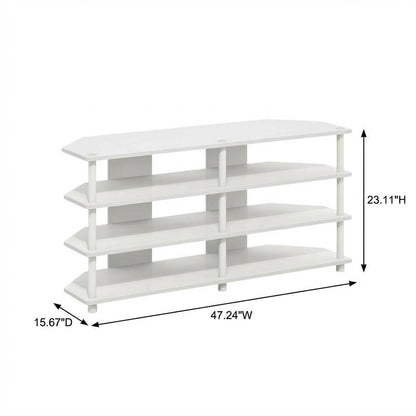 White 4-Tier Corner TV Stand with Easy Assembly for up to 55-Inch TVs