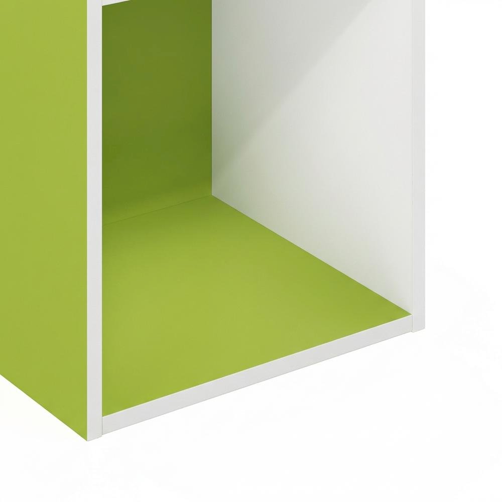 Green 5-Tier Open Shelf Bookcase with Wooden Construction