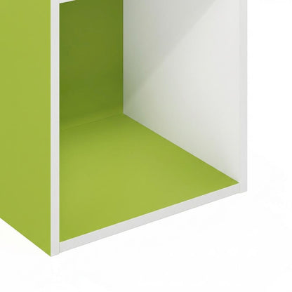 Green 5-Tier Open Shelf Bookcase with Wooden Construction