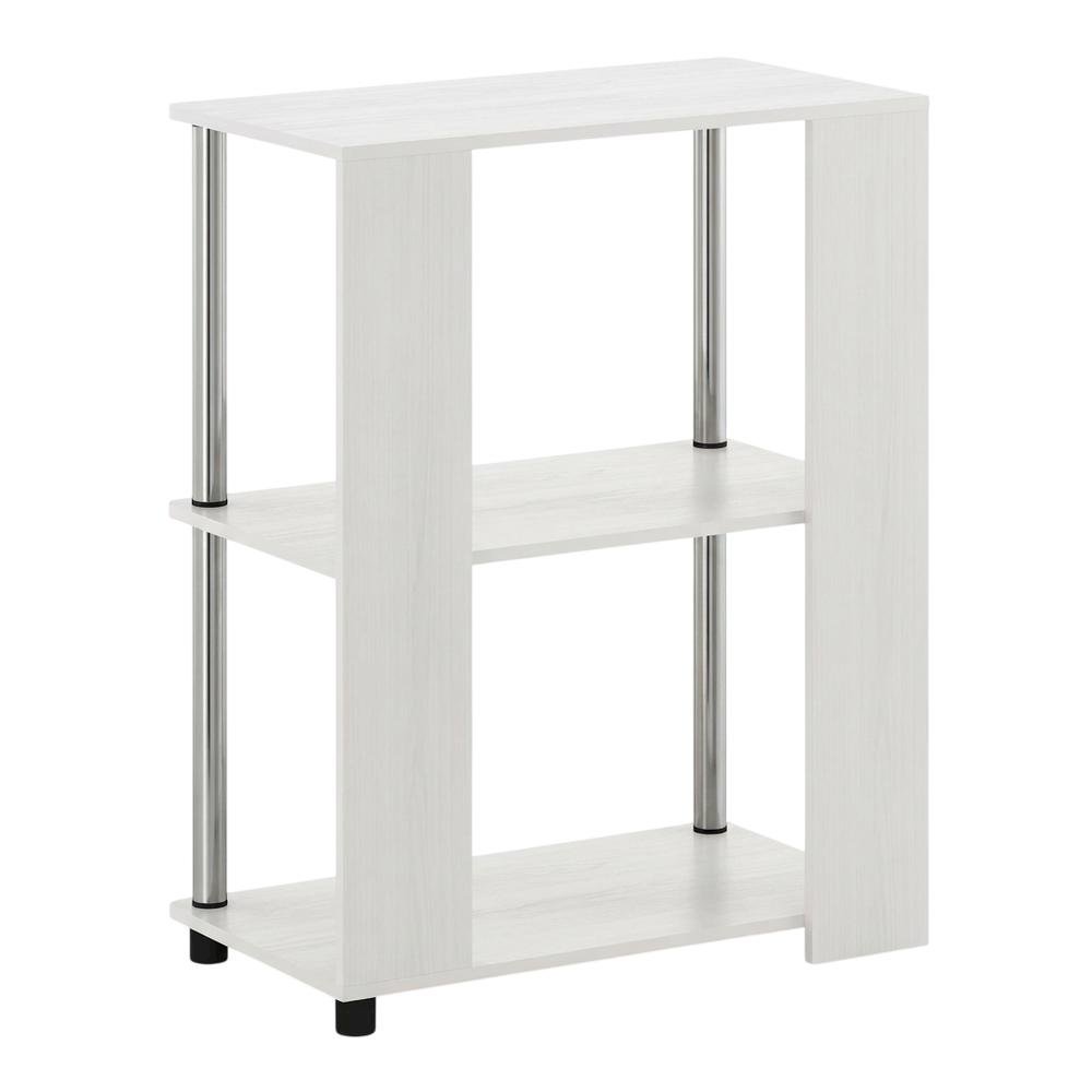 White Oak Bookcase with Modern Chrome Accents for Stylish Storage