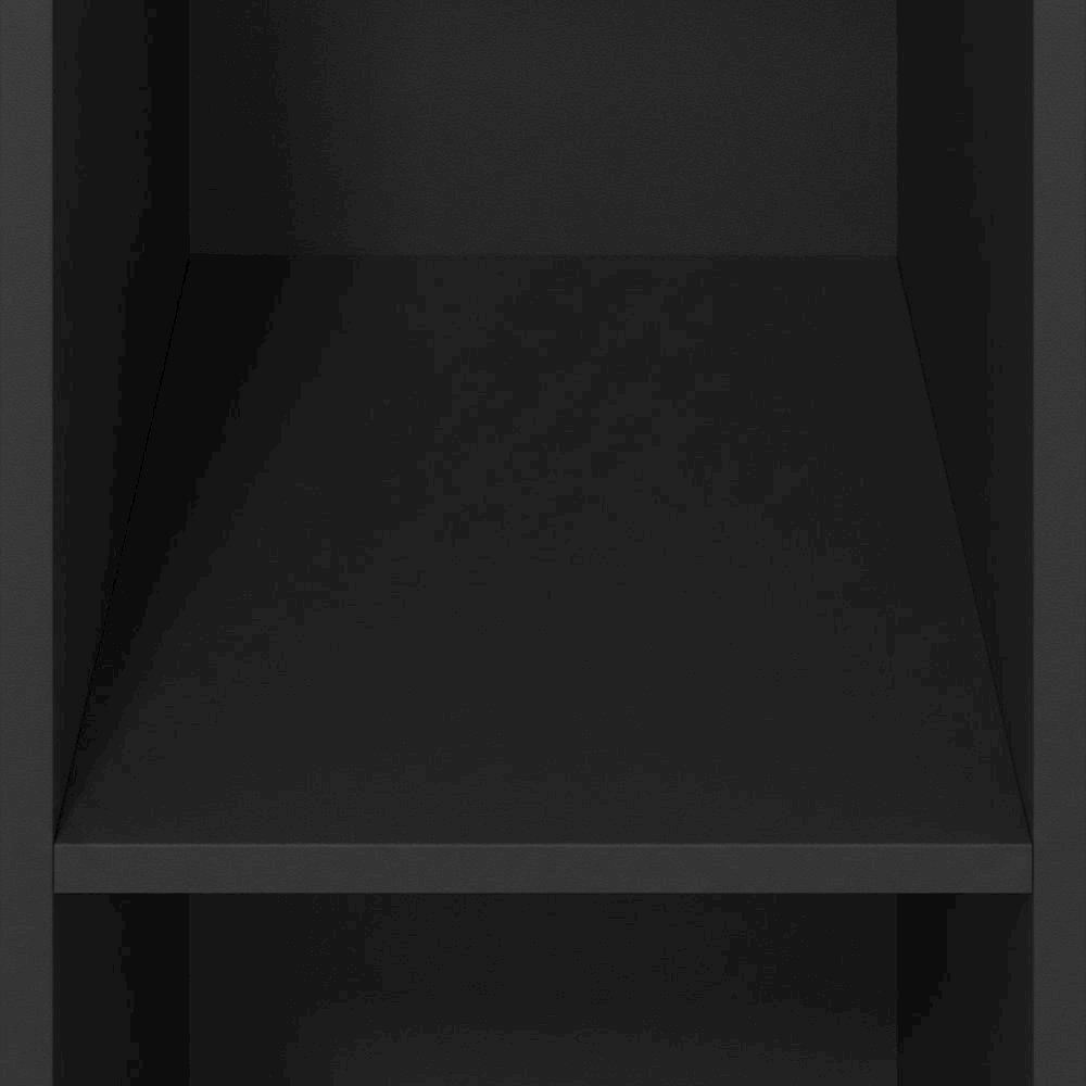 Black wood bookcase with sleek design and sturdy construction