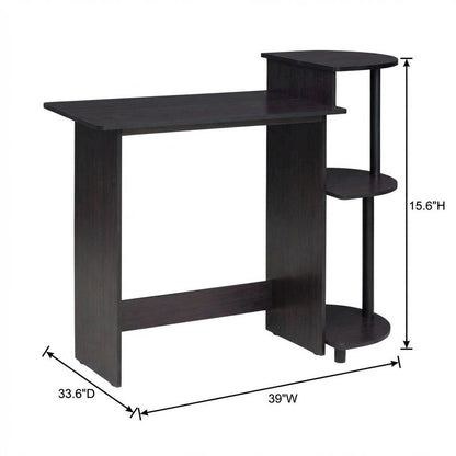 Compact Dark Walnut Computer Desk with Shelves for Efficient Workspace