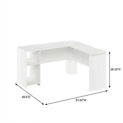 White L-Shaped Desk with Bookshelves for Home Office and Study Space