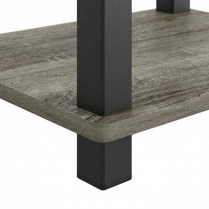 French Oak and Black Wood Nightstand with Compact Design for Bedroom Storage