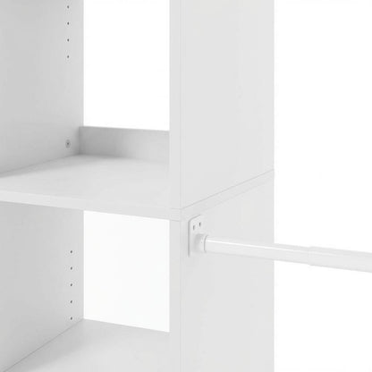 White Storage Shelf Tower with 3 Hanging Bars, 82 Inch Tall, Closet