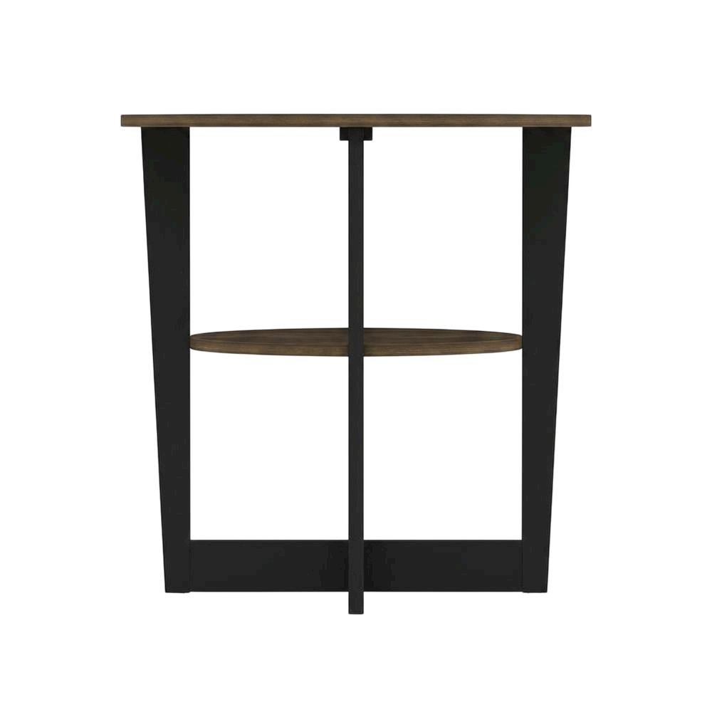 Walnut and Black Oval End Table with Modern Style and Sturdy Frame